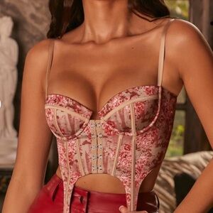 Oh Polly Satin Bustier Top in Blush